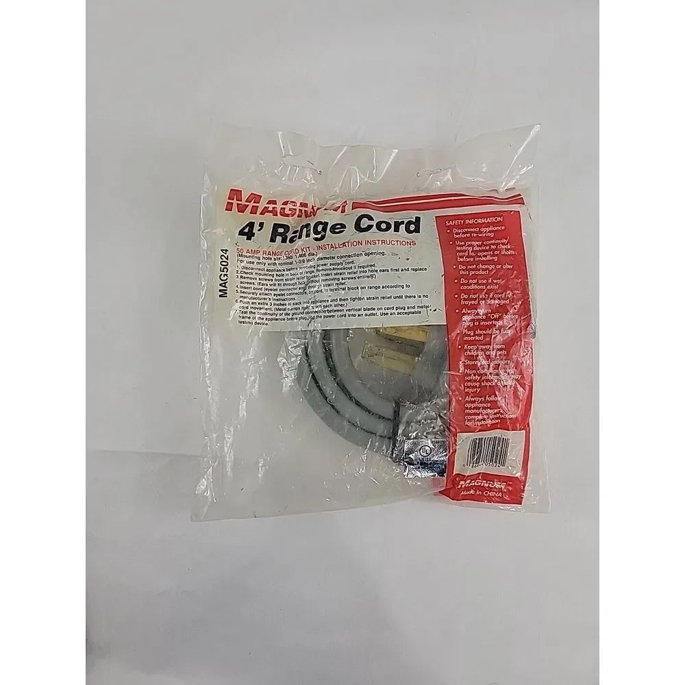 New Magnum‎ 50 amp 4' Range Power Supply Cord Kit, MAG5024.